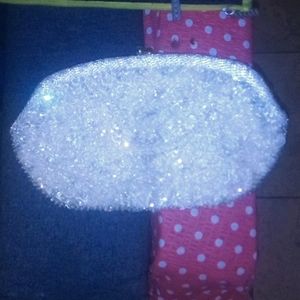 Vintage white sequined clutch